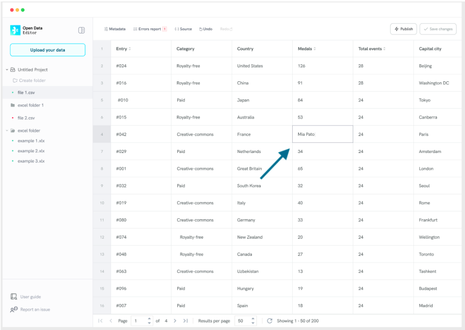 Edit cell with errors